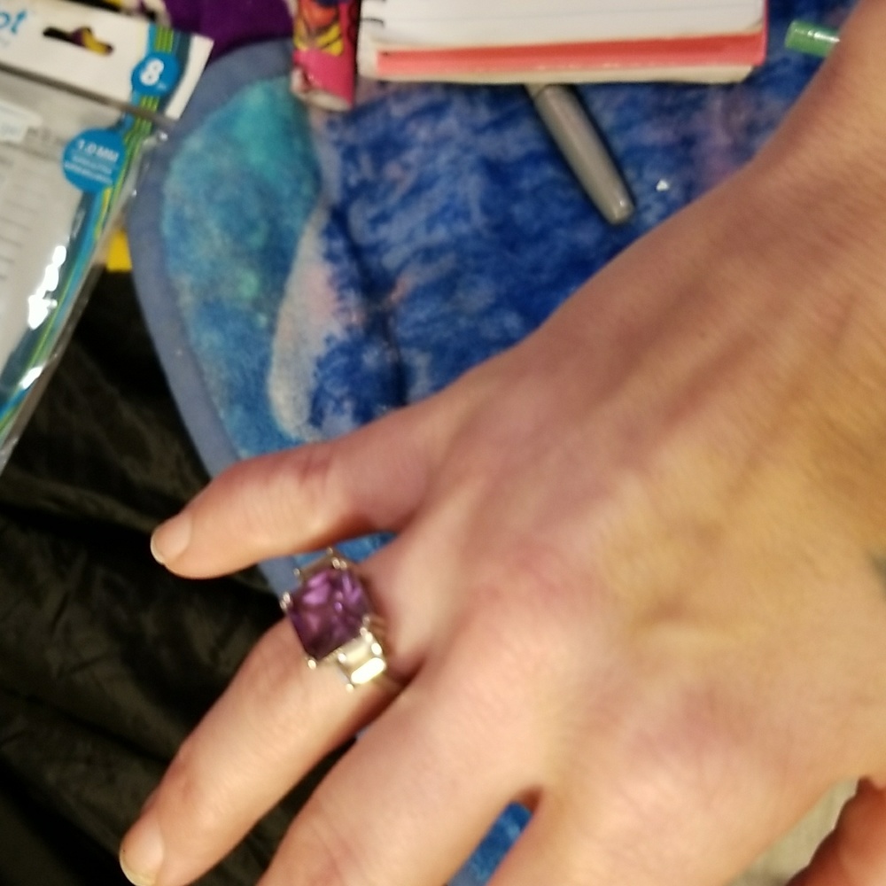 Purple sapphire white gold ring